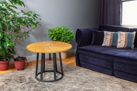 Okrągły stolik kawowy, ręcznie wykonany z drewna dębowego