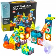Klocki Magnetyczne Konstrukcyjne Edukacyjne Zestaw Układanka Świecące Kulki