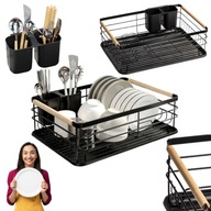 SUSZARKA OCIEKACZ DO NACZYŃ DUŻA STOJĄCA TACKA NA NACZYNIA METALOWA CZARNA