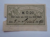 Niemcy - opłata stemplowa wymiany 0,20 M - 1890 r
