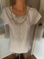 Gil Santucci T-shirt bluzka beżowa r. S łańcuszek