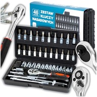 DUŻY ZESTAW NARZĘDZI W WALIZCE 46 ELEMENTÓW KLUCZE NASADOWE TORX GRZECHOTKA