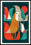 A2 OBRAZ PLAKAT PTAK PTAKI PLAKAT KOLOROWE PTAKI PTASZKI ABSTRAKCJA