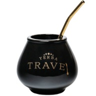 Zestaw Yerba Mate Czarne Matero Tykwa - Kubek 450 ml Bombilla + szczotka