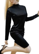 NEW LOOK czarna elastyczna sukienka półgolf SREBRZYSTY BLASK M