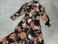 Zara Premium sukienka maxi koszulowa boho styl kwiaty xs 34