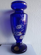 SZKLANY KOBALTOWY WAZON BOHEMIA