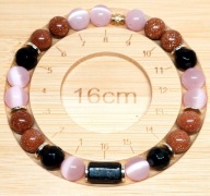 BRANSOLETKA KAMIEŃ TURMALIN PIASKOWIEC HEMATYT KWARC PUDEŁKO NA WYMIAR