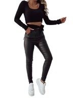 Spodnie damskie Goodies woskowane skórka modelujące czarne new xs push up