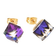 62725 Kolczyki18K pozłacane 11 MM VITRAIL CUBE CRYSTAL Swarovski
