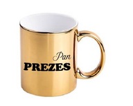 Złoty kubek z nadrukiem Pan Prezes urodziny na prezent do kawy