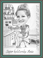 Karykatura ze zdjęcia a4 - 1 os. dla kolezanki z biura w ołówku