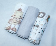 Pieluszki dla dzieci Tetrowe 70x80cm KOLOROWA 100% BAWEŁNA zestaw 3 szt