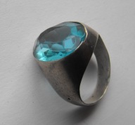 Sygnet męski - niebieski błękit srebro