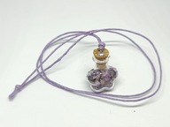 Naszyjnik wisiorek z minerałami ametyst fluoryt buteleczka rzemyk