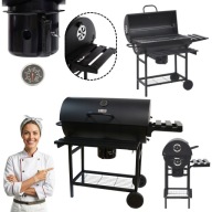 GRILL WĘGLOWY OGRODOWY PRZENOŚNY RUSZT DUŻY NA KÓŁKACH PÓŁKI POPIELNIK