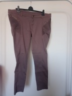 spodnie dżinsowe proste ze średnim stan janina 48 brąz suwaczki złote wzor