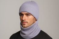 TUTU komplet czapka&snood 100% WEŁNA EXTRA-FINE MERINO JASNY SZARY