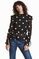 H & M grochy falbanki rękawy kropki groszki bluzka baskinka wiązania boho