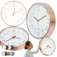ZEGAR ŚCIENNY CICHY NIETYKAJĄCY CZYTELNY RÓŻOWE ZŁOTO 30CM SALON SYPIALNIA