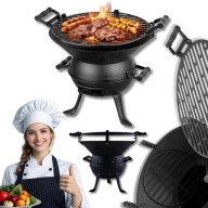 GRILL WĘGLOWY ŻELIWNY OGRODOWY KOCIOŁEK BECZKA OKRĄGŁY RUSZT MAŁY PRZENOŚNY