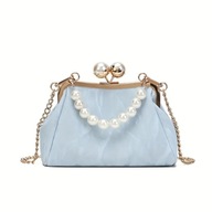 ELEGANCKA BŁĘKITNA TOREBKA NA BIGIEL VINTAGE MODNA złocona crossbody ANIME