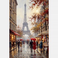 Stare miasto Paryż Wieża Eiffla obraz na płótnie 55x80 ludzie jesień ulica