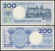BNU - POLSKA RP 200 Złotych 1990 D 0030871 dwa zera # P N44c # st 1