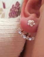 KOLCZYKI DŁUGIE SMILE DIAMENTY DIAMENTAMI perłami ŁÓDKA kwiaty PERŁY retro