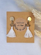 Kolczyki sztyft koniczyna z chwostem pozłocona stal chirurgiczna handmade