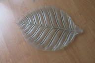 PIĘKNA PATERA SZKŁO LIŚĆ