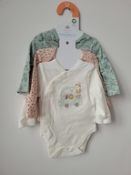 Primark 3pack body dziewczęce długi rękaw 68 cm