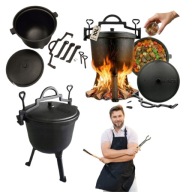 KOCIOŁEK ŻELIWNY MYŚLIWSKI GARNEK WĘGIERSKI PIECZONKI NA OGNISKO GRILL 10L