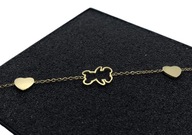 BRANSOLETKA ZŁOTA MIŚ DWA SERCA 20CM STAL CHIRURGICZNA