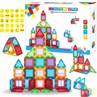 KLOCKI MAGNETYCZNE KONSTRUKCYJNE 3D EDUKACYJNE UKŁADANKA 45 el. + NAKLEJKI