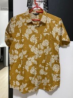 3 Koszula Peacocks szarożółta białe kwiaty artystyczne baldachy bawełna L