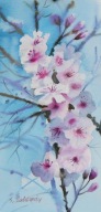 Gałązka jabłoni Akwarela Sabina Salamon 14x29