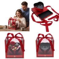 CZERWONY PRZEZROCZYSTY FlowerBOX serce z szufladą prezent na WALENTYNKI