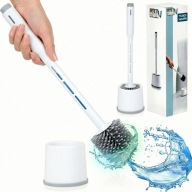 SZCZOTKA WC TOALETOWA SILIKONOWA Z DOZOWNIKIEM PŁYNU BIAŁA MOCNA VILDE