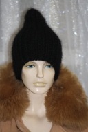 Gruba czapka rekodzielo moher czarny L