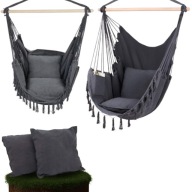 FOTEL WISZĄCY BRAZYLIJSKI BOHO HAMAK DO OGRODU I NA BALKON Z PODUSZKAMI