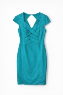 Turkusowa sukienka tuba wycięcie na plecach Coast L elegancka okazje midi