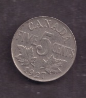 Kanada - 5 Cents 1927 rok