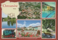 CHRZANÓW - Z LOTU PTAKA - MAPKA - PŁYWALNIA - PAROWÓZ RYŚ - RYNEK - PARK