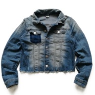 LINDEX kurtka jeansowa katana przetarcia strzępienia 158 cm