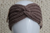 Wełniana opaska na głowę, rozmiar M/L, 100% wełna merino, ciemny beż