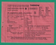TARNÓW, dowód premiowy za oddany towar: mleko, jaja, bydło, futra itd