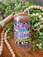 Kubek szklanka 500ml kawa mrożona słomka i pokrywka Iced Coffee and Anxiety