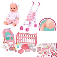 Interaktywna lalka bobas Martynka z wózkiem + kołyska Mówi po Polsku sikaja