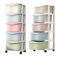 PLASTIKOWY REGAŁ NA KÓŁKACH 5 SZUFLAD ORGANIZER NA ZABAWKI POJEMNIK